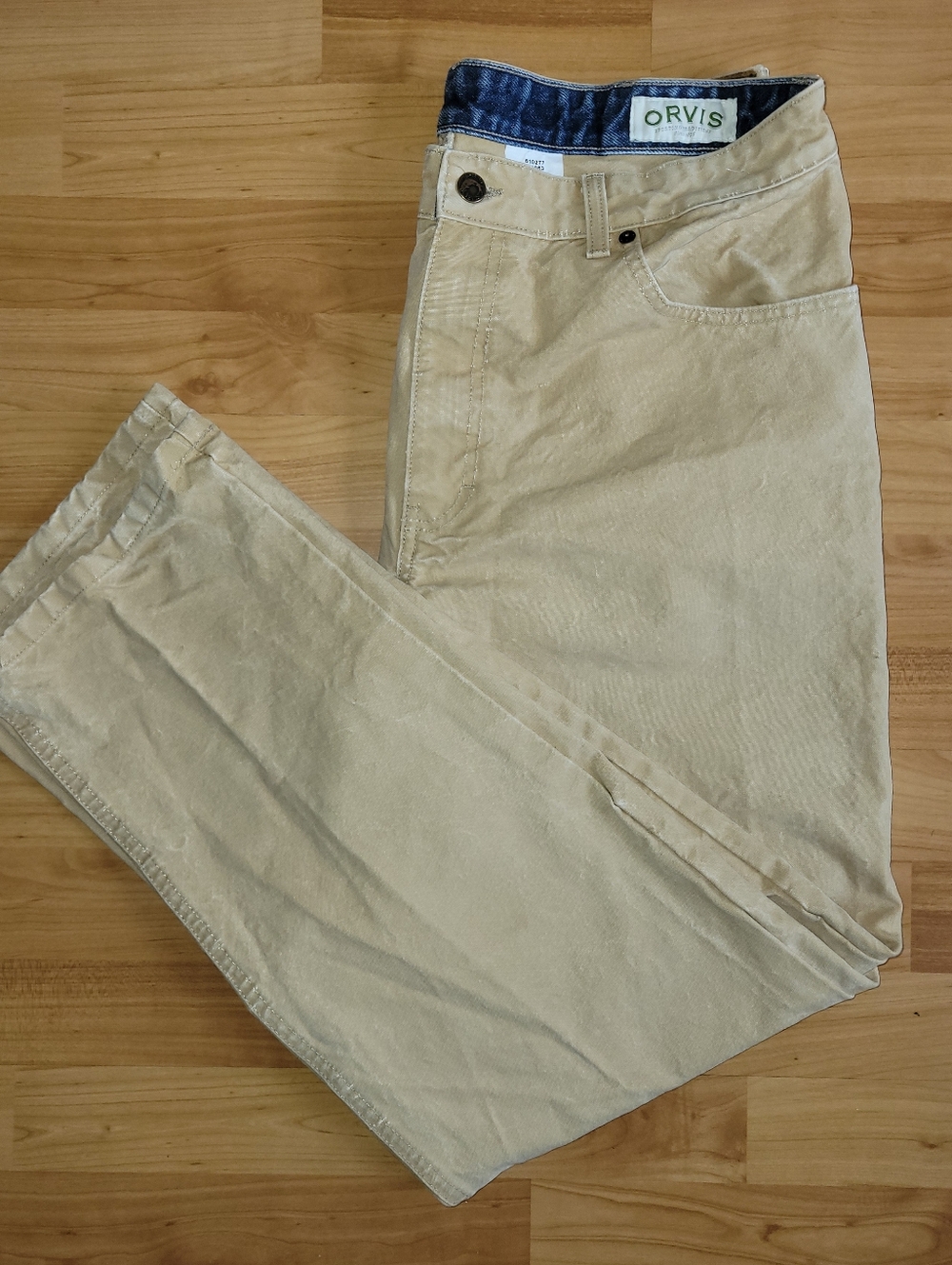 Orvis Beige Tan Chino Khaki Straight Leg Utility Pants, Size 34x32 / 34HX